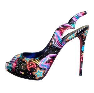 Christian Louboutin Hot Chick Sling Alta 120 Starlight Slingback Pumps 36.5 NWOT
